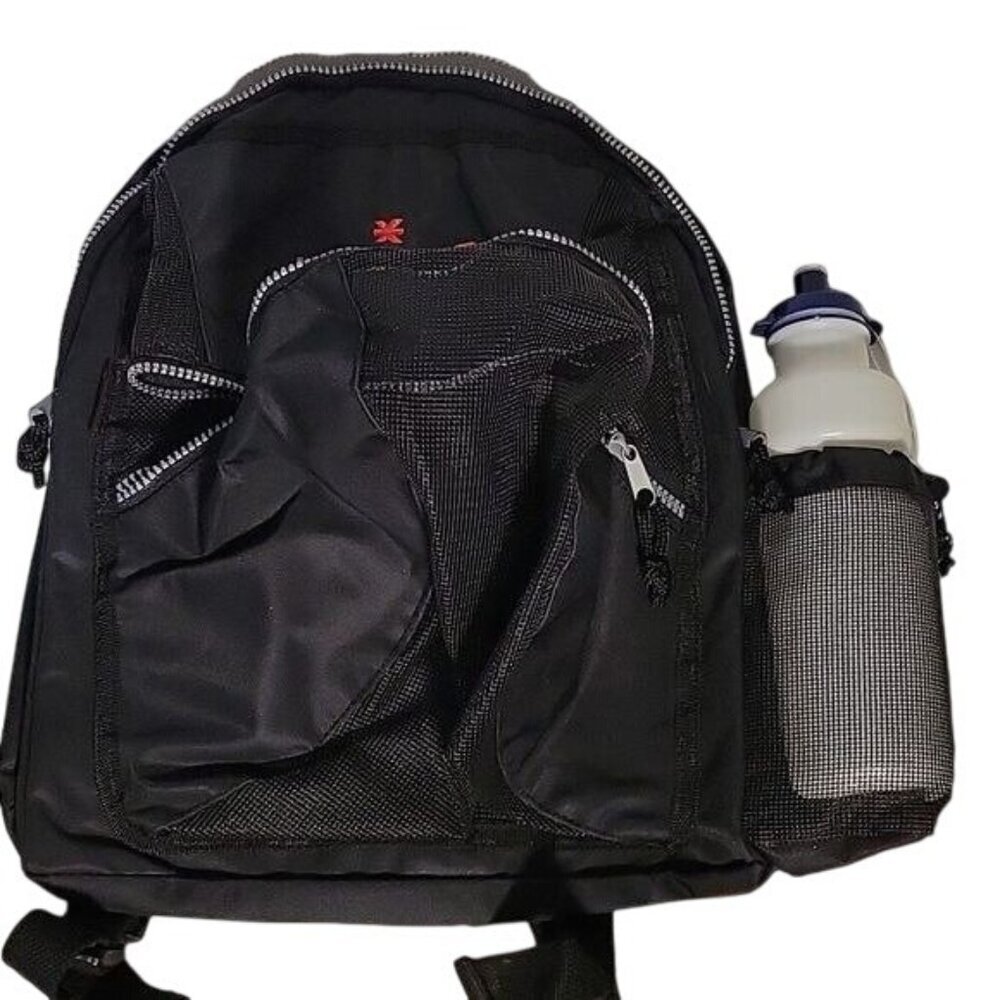 K-Cliffs Black Backpack with Water Bottle Mesh Pockets Padded Straps Hiking Bag